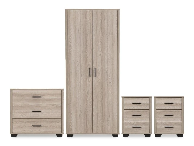 Image of Seconique Oliver 2 Door Wardrobe Bedroom Set Light Oak