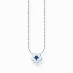 Image of Charming Flower With Blue Stone Necklace KE2185-496-1