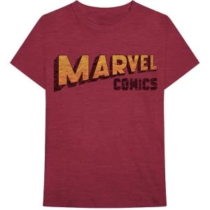 Image of Marvel Comics - Warped Logo Unisex Medium T-Shirt - Red