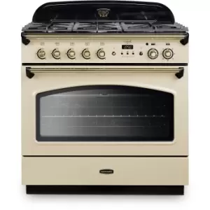 Image of Rangemaster Classic 90cm Dual Fuel Range Cooker- Cream & Brass