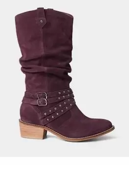 Image of Joe Browns Lone Drifter Suede High Leg Boots-red, Dark Heather, Size 4, Women