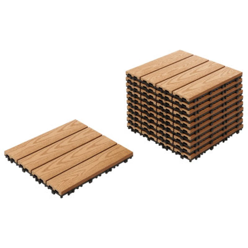 Image of Beliani Outdoor Flooring Atessa Wood-Plastic Composite (Wpc) Light Brown