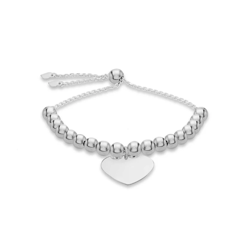 Image of Be You Sterling Silver Heart Beaded Slider Bracelet Sterling Silver female 9inch
