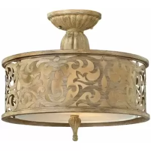 Image of Loops - 2 Bulb Semi Flush Light Brushed Champagne LED E27 100W Bulb