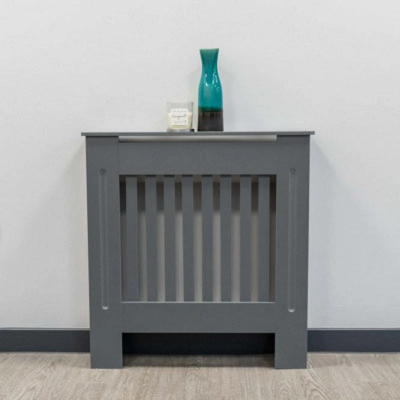 Image of Jack Stonehouse Vertical Slat Grey Mdf Wooden Radiator Cover - Small - 78Cm (W) X 81.5Cm (H) X 19Cm (D)