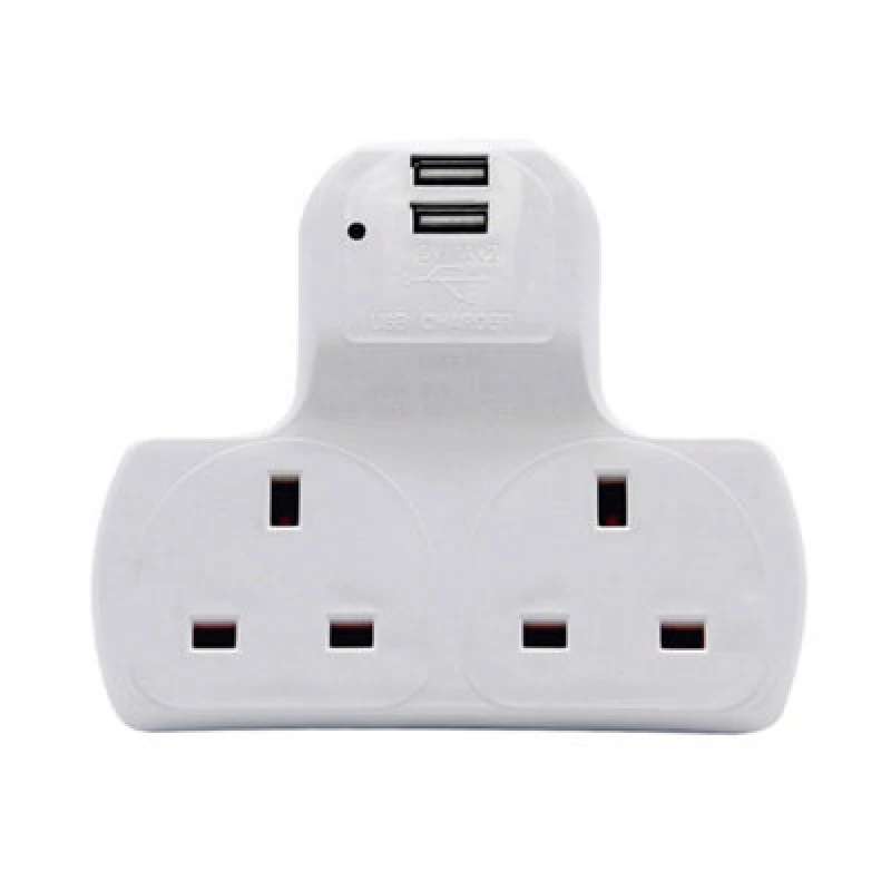 Image of Innoteck 2Way Multi Plug Adaptor 13A UK Mains Socket Outlets With 5V 2.0A Max Dual USB Charging Ports