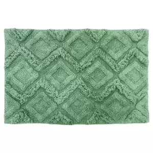 Image of Diamond Tufted Bath Mat Green