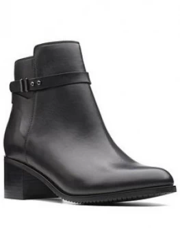 Image of Clarks Poise Freya Ankle Boot, Black Leather, Size 4, Women