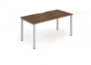 Image of Single Silver Frame Bench Desk 1400 Walnut