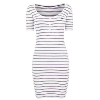 Image of Jack Wills Amy Henley Button Through Mini Dress - White Stripe