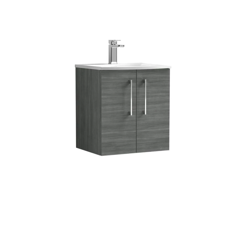 Image of Balterley Bathroom 2 Soft Close Door Wall Hung Vanity & Basin, Anthracite, 500mm in Grey Grey Unisex