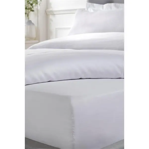 Image of Homelife 300 TC Cotton Sateen Deep Fitted Sheet 40cm - White Single