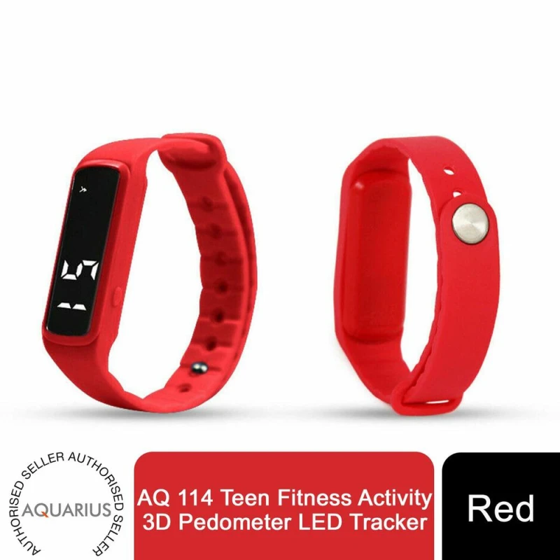 Image of Aquarius Aquarius AQ 114 Teen Fitness Activity LED Tracker with 3D Pedometer - Red