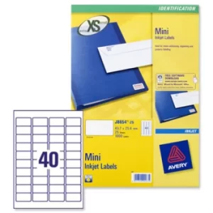 Image of Avery Ijet Mini Lbl 40x25sheets Wht