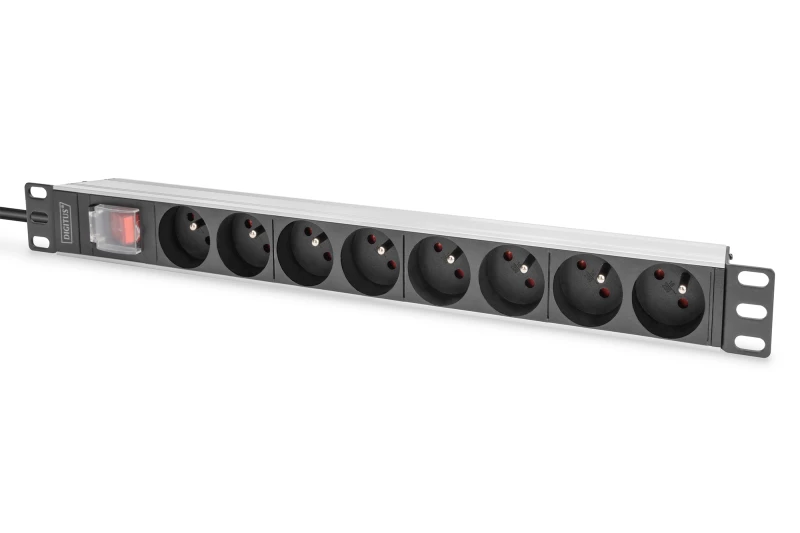 Image of Digitus Socket strip with aluminum profile and switch. 8-way CEE 7/5.