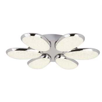 Image of Searchlight Lori - Integrated LED Flush Multi Arm Ceiling Light Chrome, White