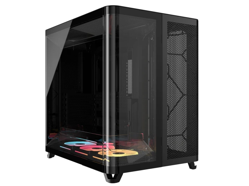 Image of Corsair AIR 5400 LX-R RGB LINK Tempered Glass Black Mid-Tower Gaming PC Case - CC-9011320-WW