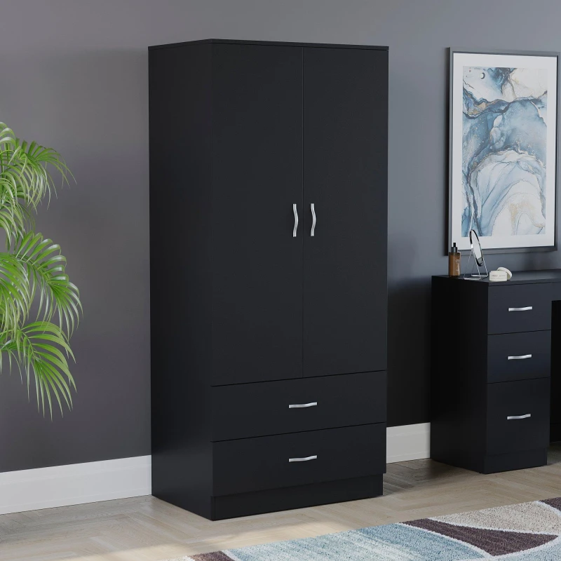 Image of Lassic Vida Designs Riano 2 Door 2 Drawer Wardrobe Black unisex 2+2