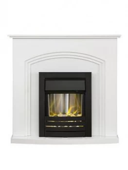 Image of Adam Fires & Fireplaces Adam Truro Fire Suite In Pure White With Helios Electric Fire In Black