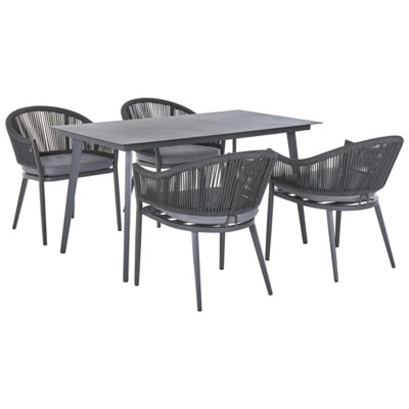 Image of Beliani Garden Dining Set 4 Seater Mileto With Cushions Metal Grey
