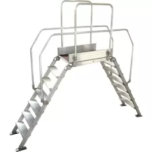 Image of Aluminium ladder bridging, overall max. load 200 kg, 7 steps, platform 900 x 530 mm