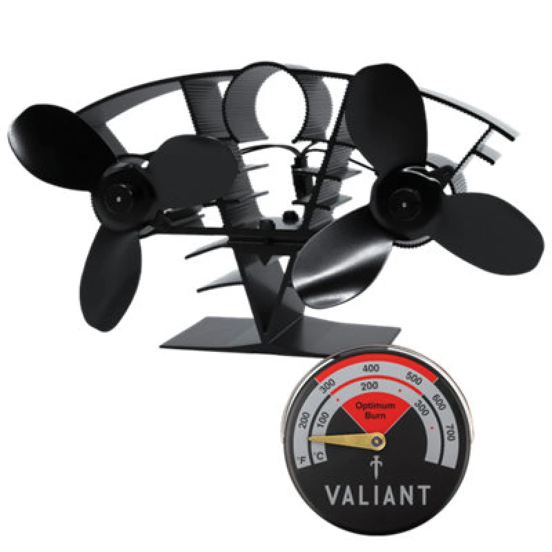 Image of Valiant Valiant Whirlwind Twin Stove Fan and Magnetic Stove Thermometer in Red Red One Size Unisex 5061026620684