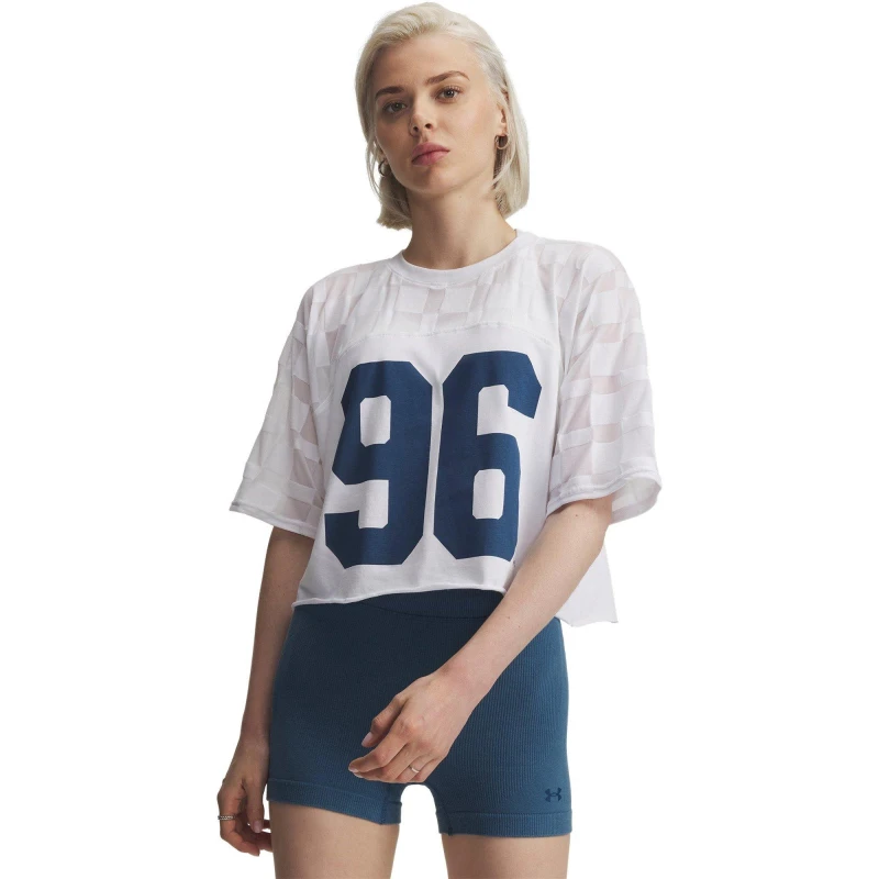 Image of Under Armour UA Burnout 96 Tee Ld63 White/Wham Blue female 10 (S)