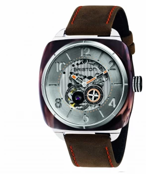 Image of Briston Streamliner Skeleton Auto Amber Acetate Brown Watch