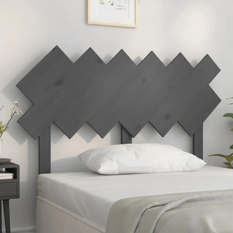 Image of Vidaxl Bed Headboard Grey 122.5X3X80.5cm Solid Wood Pine, Grey 819212