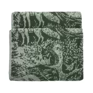 Image of Winter Woods Animal Jacquard Hand Towel Emerald
