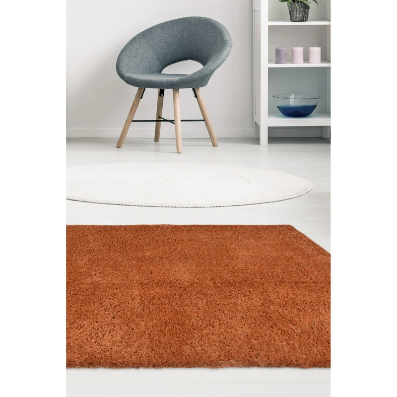 Image of Homemaker Snug Plain Cozy Shaggy Rug Terracotta 160X230 ND76519