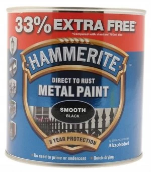 Image of Hammerite Smooth 750ML+33% - Black
