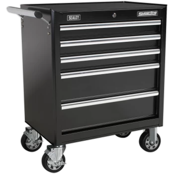 Image of Sealey Superline Pro 5 Drawer Heavy Duty Roller Cabinet Black