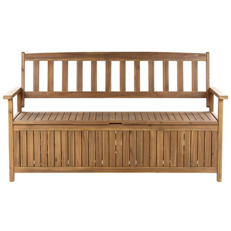 Image of Beliani Garden Bench Sovana 160 Cm With Storage Acacia Wood Brown