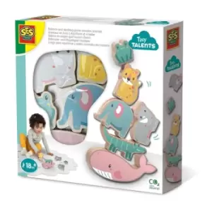 Image of SES CREATIVE Tiny Talents Balance and Stacking Game Wooden Animals, 18 Month and Above (13121)