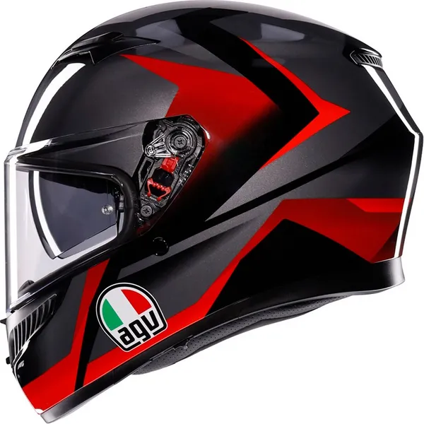 Image of AGV K3 E2206 Mplk Striga Black Grey Red Full Face Helmet Size S