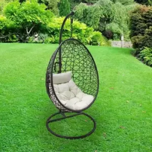 Image of Ariana Single Hanging Rattan Egg Chair - Black