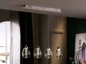 Image of Taccia Integrated LED 4 Light Crystal Bar Ceiling Pendant Chrome