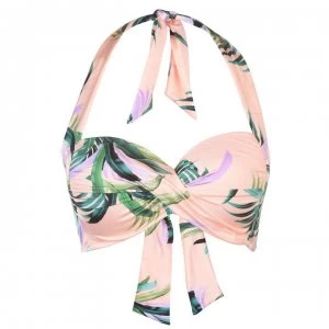 Image of Seafolly SeaFolly Leaf Print Halter Neck Bikini Womens - PEACH