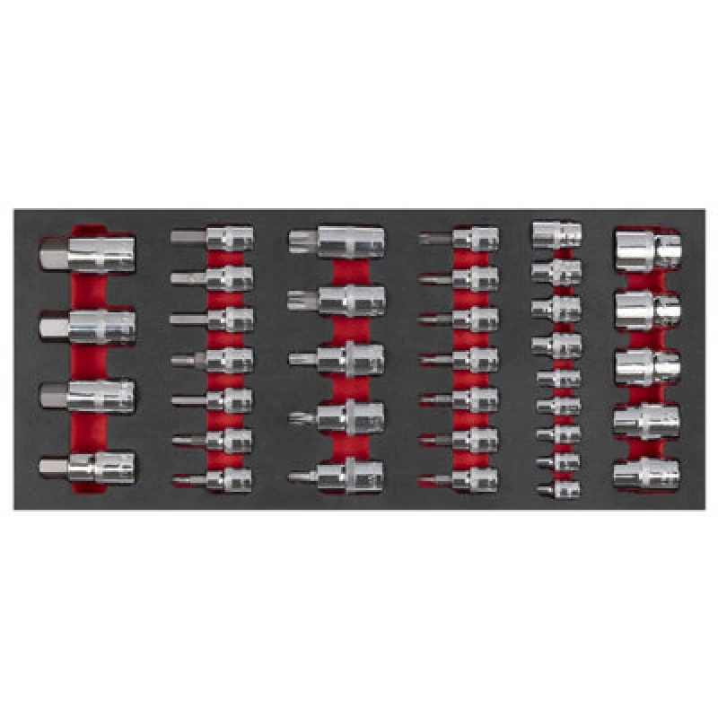 Image of Sealey Premier 37 Piece 1/4" Drive Socket Bit Set in Module Tray TBT61 Drive: 1/4"