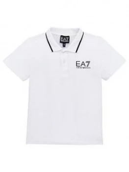 Image of Emporio Armani EA7 Short Sleeve Jersey Polo Shirt White Size 10 Years Boys