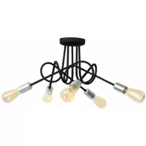 Image of Helam Oxford Multi Arm Semi Flush Ceiling Light Black, Chrome 50cm