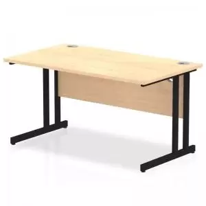 Image of Impulse 1400 x 800mm Straight Desk Maple Top Black Cantilever Leg