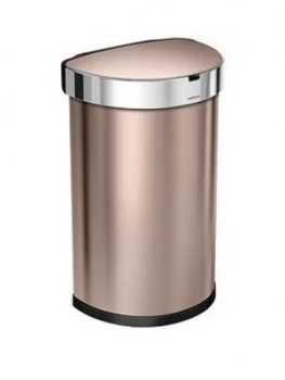Image of Simplehuman 45-Litre Single Compartment Stainless Steel Semi-Round Sensor Bin ; Rose Gold