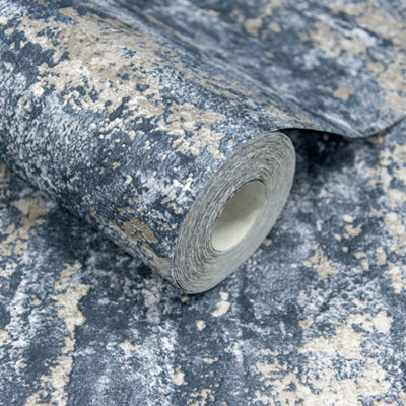 Image of Grandeco Drew Textured Blown Mica Vinyl Wallpaper, Blue
