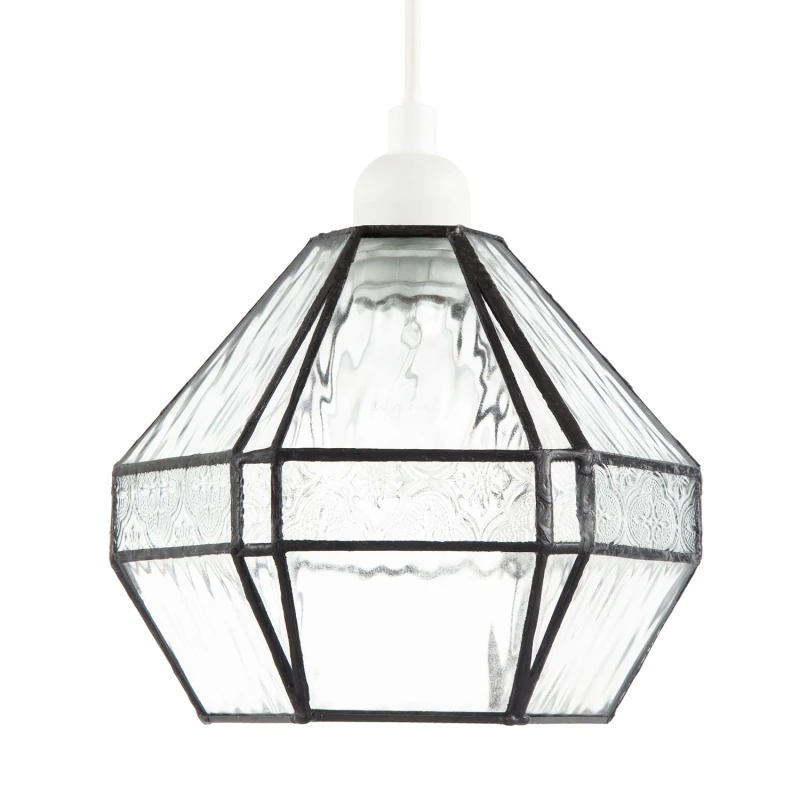 Image of Happy Homewares Vintage Classic Bronze Pendant Shade with Moroccan & Water Glass in Clear Clear Unisex