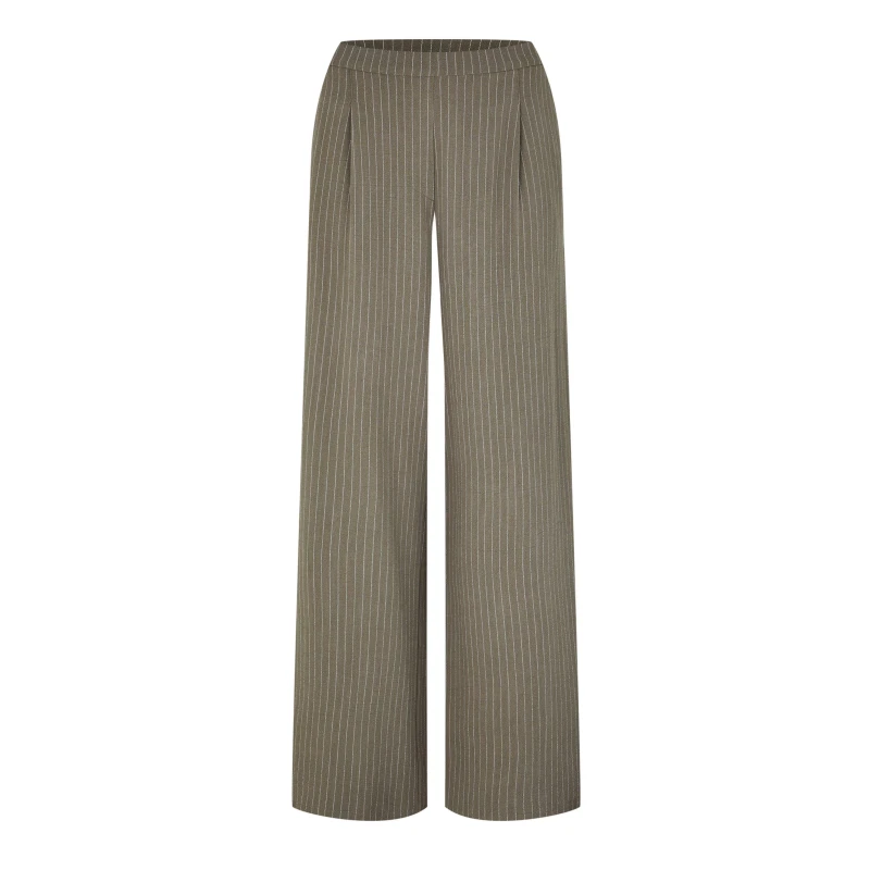 Image of Biba Womens Striped Wide Leg Trousers Khaki female 12 (M)