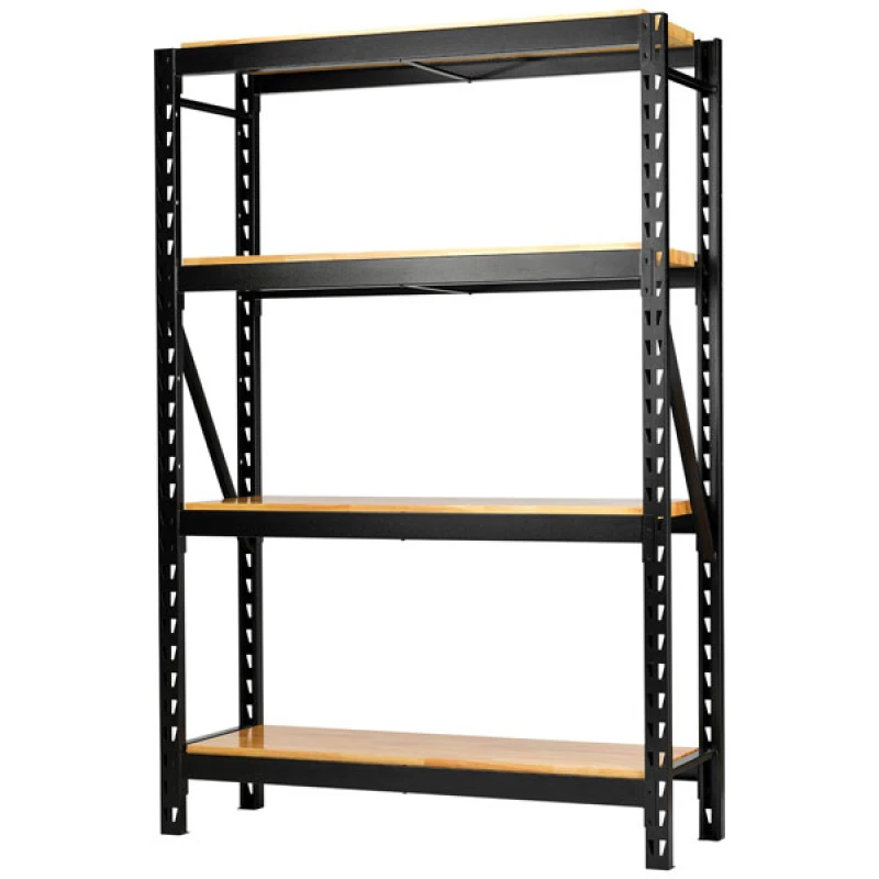 Image of Bunker 18 Piece Modular 4 Tier Hardwood Shelf Racking Unit 27976 Colour: Black