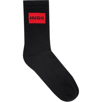 Image of Hugo 2 Pack Label Crew Socks - Black