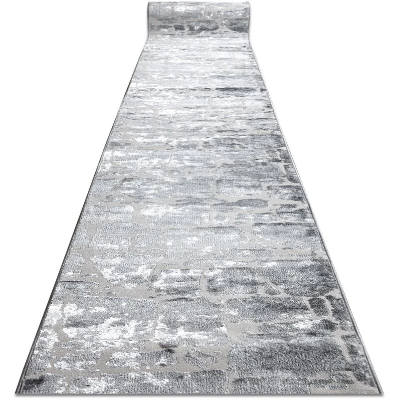 Image of RugsX Structural Mefe Runner in Grey Size: 60cm x 390cm Grey Unisex 60cm x 390 cm